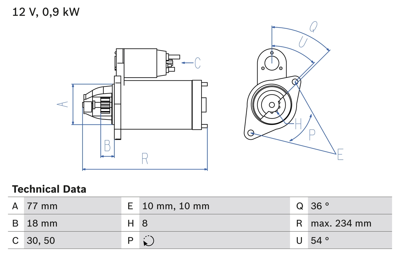 BOSCH 起动机 0 986 012 301