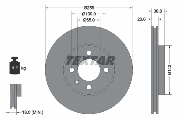 TEXTAR Disco freno 92036803
