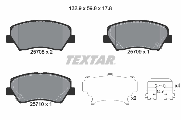 TEXTAR Bremsbelagsatz, Scheibenbremse 2570801