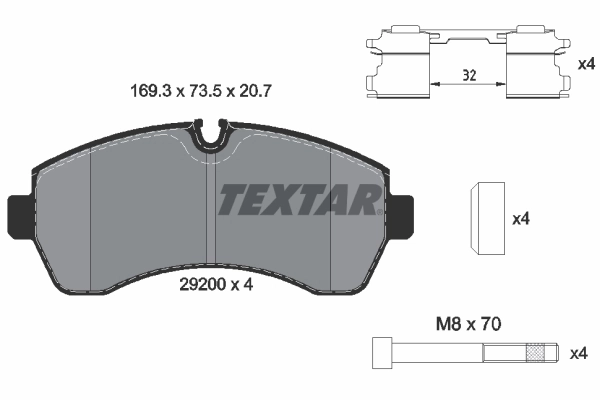 TEXTAR Kit pastiglie freno, Freno a disco 2920002