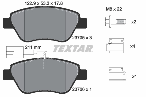 TEXTAR Kit pastiglie freno, Freno a disco 2370502