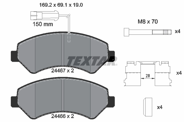 TEXTAR Kit pastiglie freno, Freno a disco 2446703