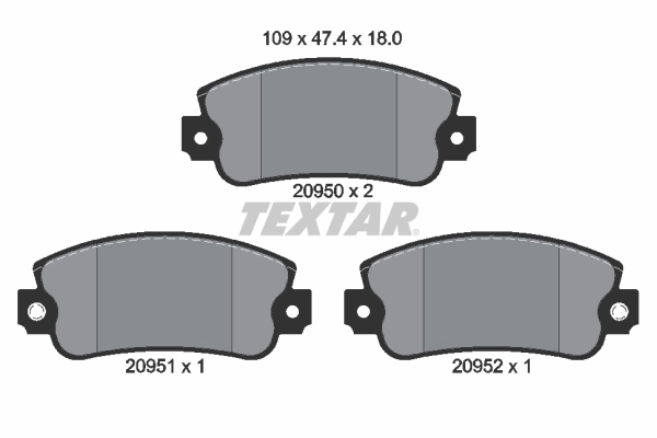TEXTAR Kit pastiglie freno, Freno a disco 2095006