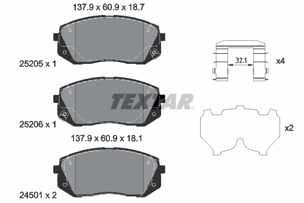 TEXTAR Bremsbelagsatz, Scheibenbremse 2520504