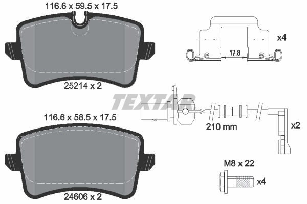 TEXTAR Kit pastiglie freno, Freno a disco 2521402