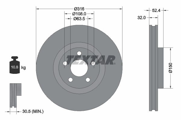 TEXTAR Bremsscheibe 92293605