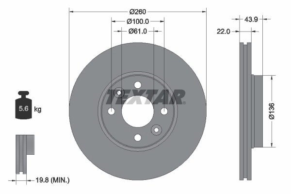 TEXTAR Bremsscheibe 92119203