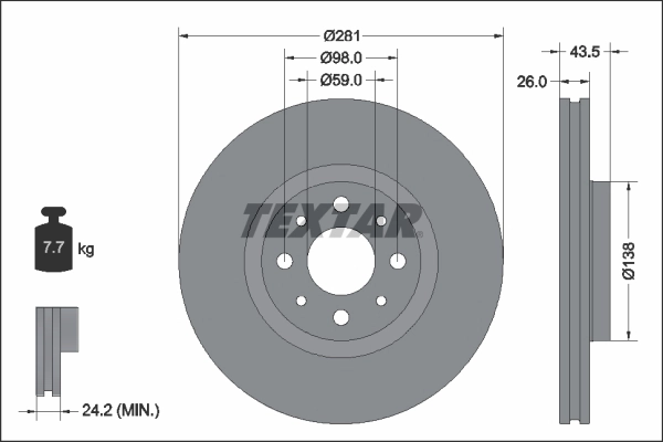 TEXTAR Тормозной диск 92344703