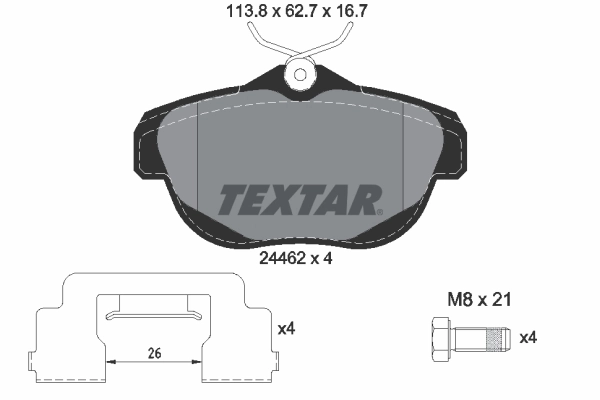 TEXTAR Kit pastiglie freno, Freno a disco 2446201