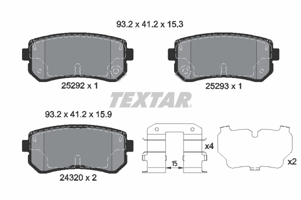 TEXTAR ערכת רפידות בלם, בלמי דיסק 2529201