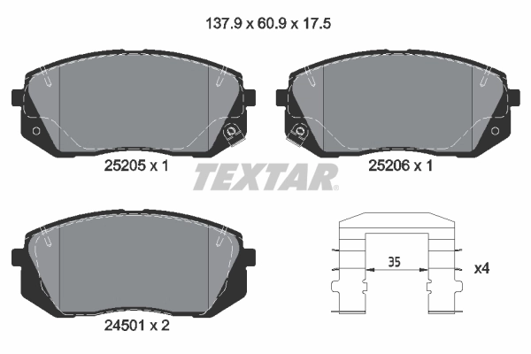 TEXTAR Bremsbelagsatz, Scheibenbremse 2520501