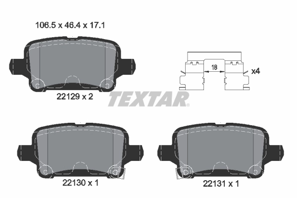 TEXTAR Set Pad Brek, Brek Piring 2212901