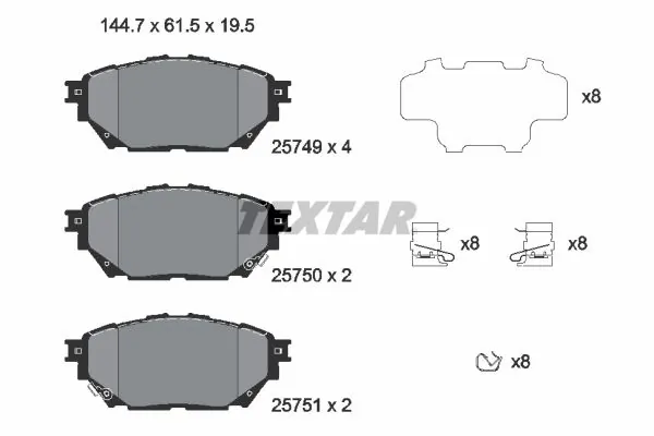 TEXTAR Kit pastiglie freno, Freno a disco 2574901