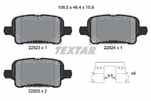 TEXTAR Set Pad Brek, Brek Piring 2292301