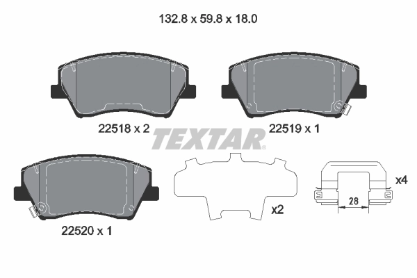 TEXTAR Bremsbelagsatz, Scheibenbremse 2251801