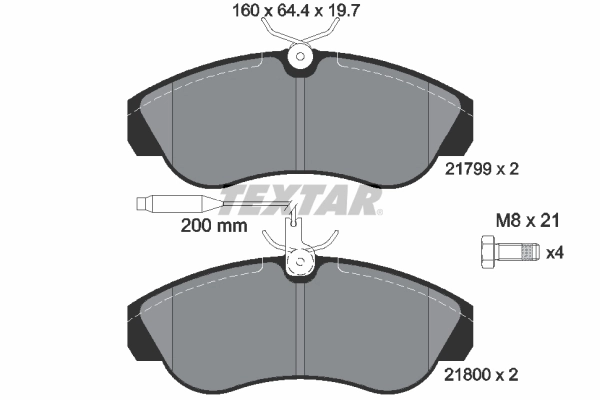 TEXTAR Set bantalan rem, rem cakram 2179901