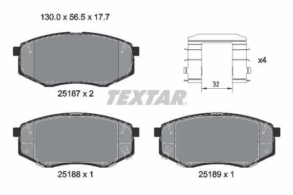 TEXTAR Kit de plaquettes de frein, frein à disque 2518701