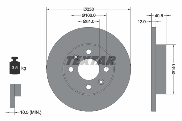 TEXTAR Disque de frein 92036103