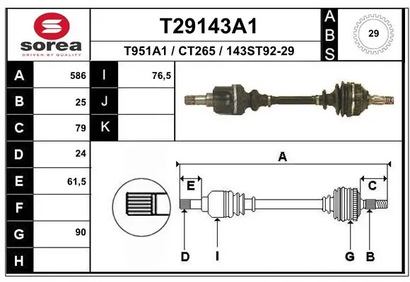EAI Albero motore/Semiasse T29143A1