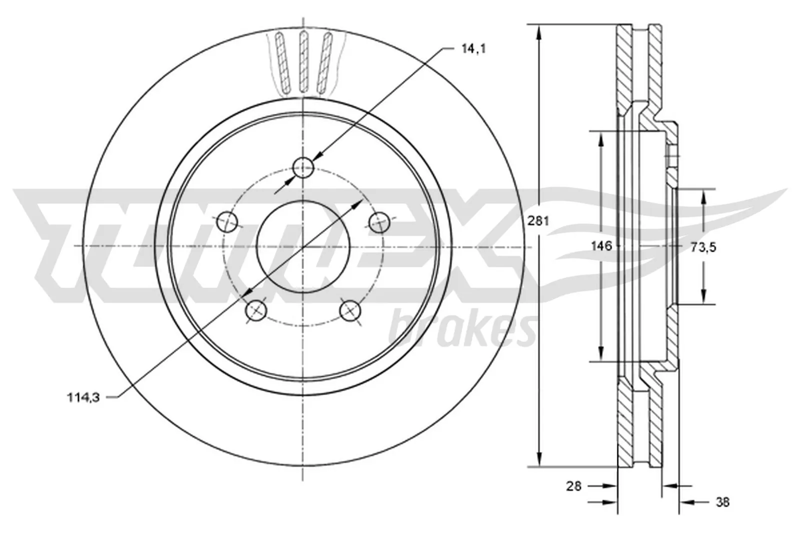 TOMEX Brakes Cakera Brek TX 72-16