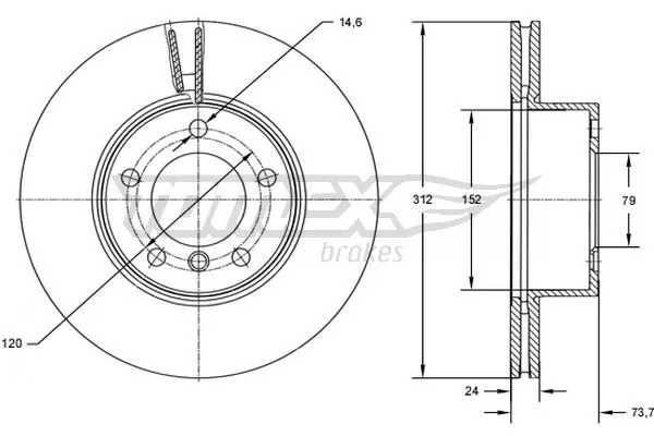 TOMEX Brakes דיסק בלם TX 72-78