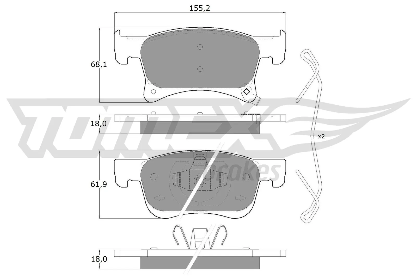 TOMEX Brakes Set Pad Brek, Brek Piring TX 17-93