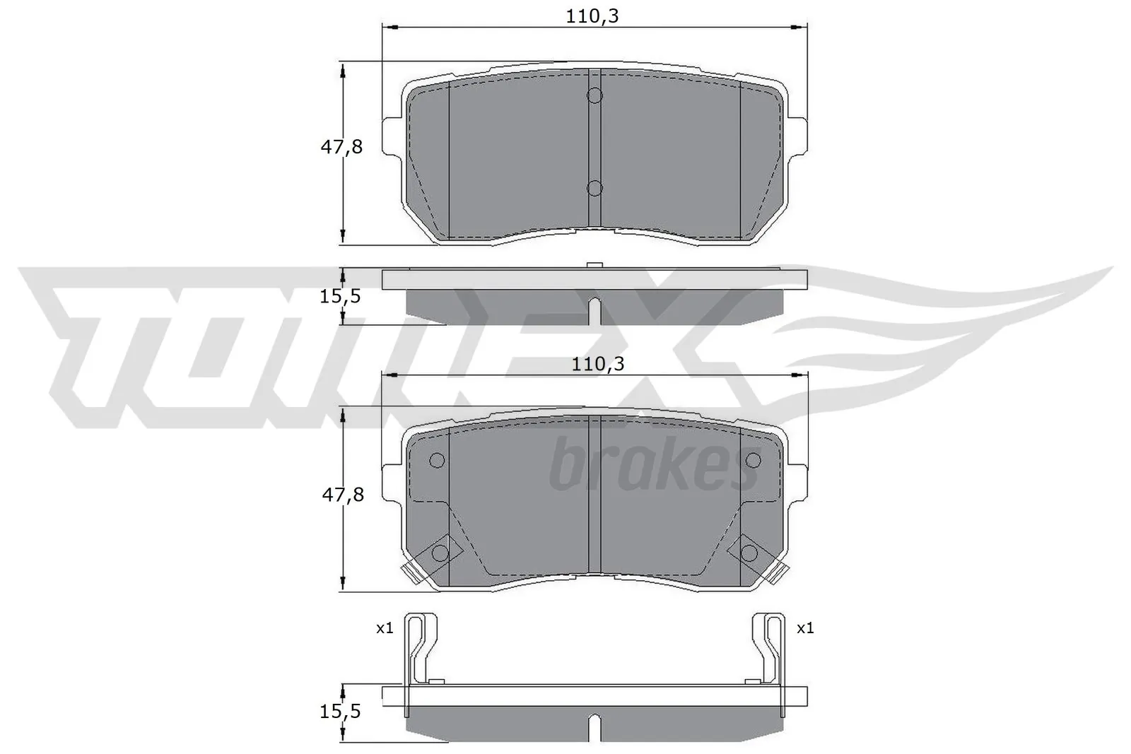 TOMEX Brakes Set bantalan rem, rem cakram TX 17-50
