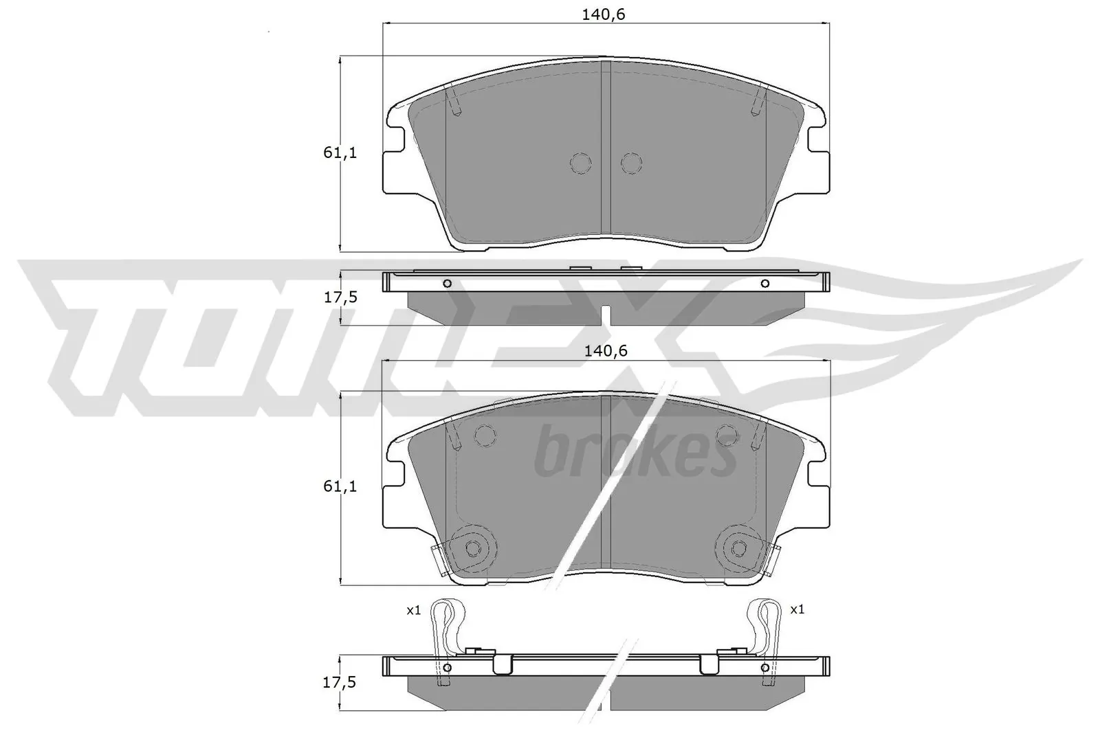 TOMEX Brakes Kit de plaquettes de frein, frein à disque TX 18-67