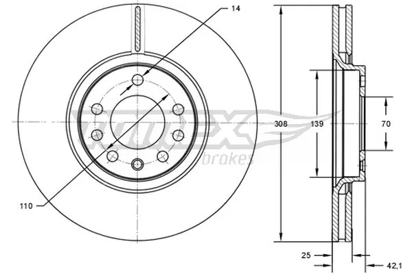 TOMEX Brakes Cakera Brek TX 72-03