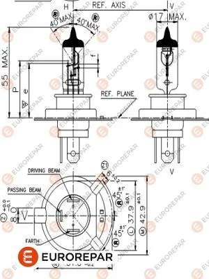 EUROREPAR Lampu Pijar, Lampu Tinggi 1616431180