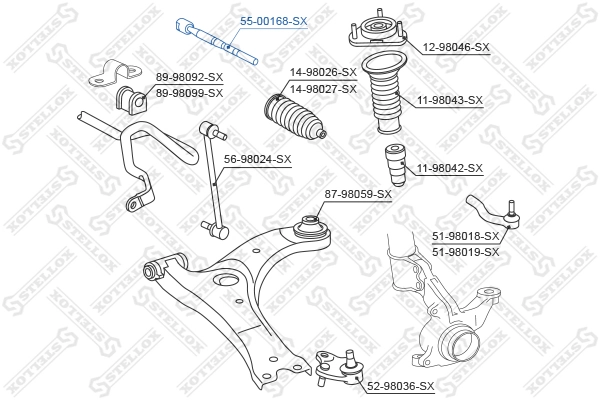 STELLOX Giunto assiale, Asta trasversale 55-00168-SX