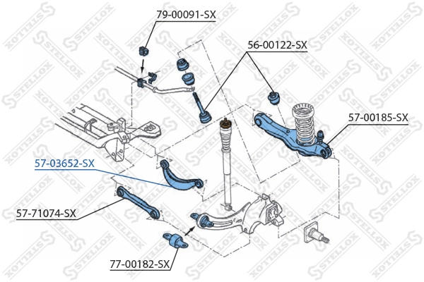 STELLOX Braccio oscillante, Sospensione ruota 57-03652-SX