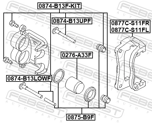 FEBEST Führungshülsensatz, Bremssattel 0874-B13F-KIT