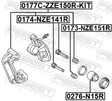 FEBEST Jeu de supports d'étriers de freins 0177C-ZZE150R-KIT