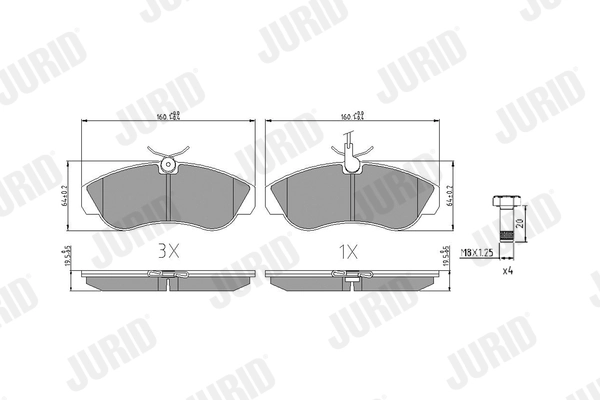 JURID Kit pastiglie freno, Freno a disco 573061J