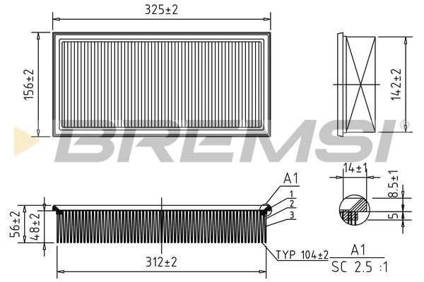 BREMSI エアフィルター FA1264