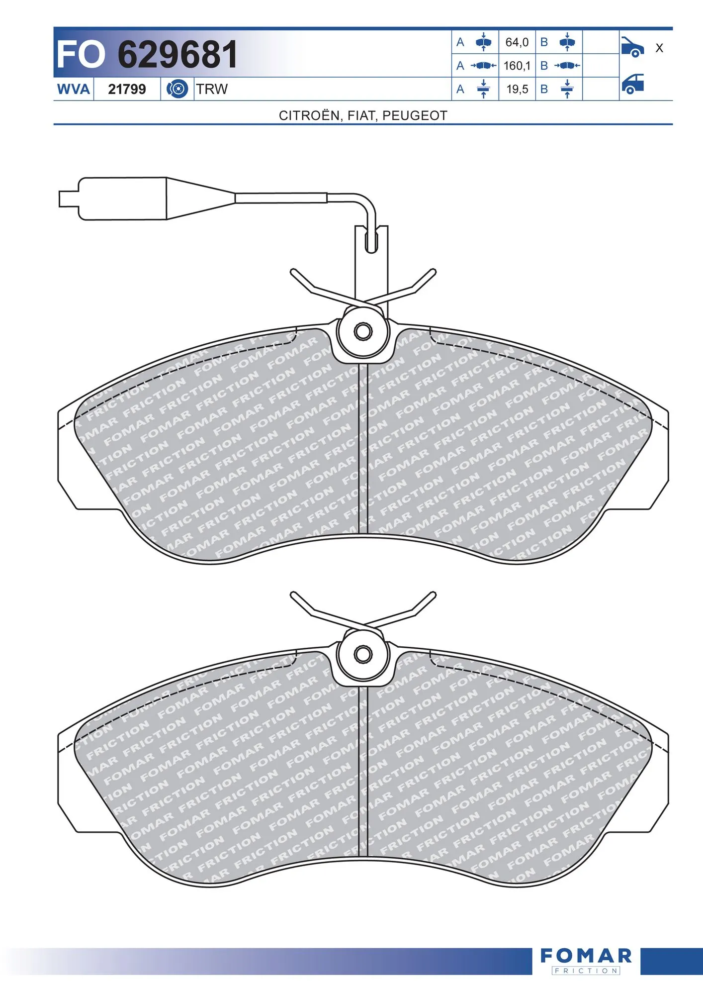 FOMAR Friction Set bantalan rem, rem cakram FO 629681