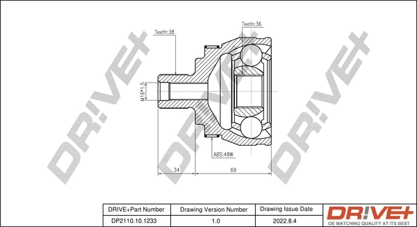 Dr!ve+ Kit giunti, Semiasse DP2110.10.1233
