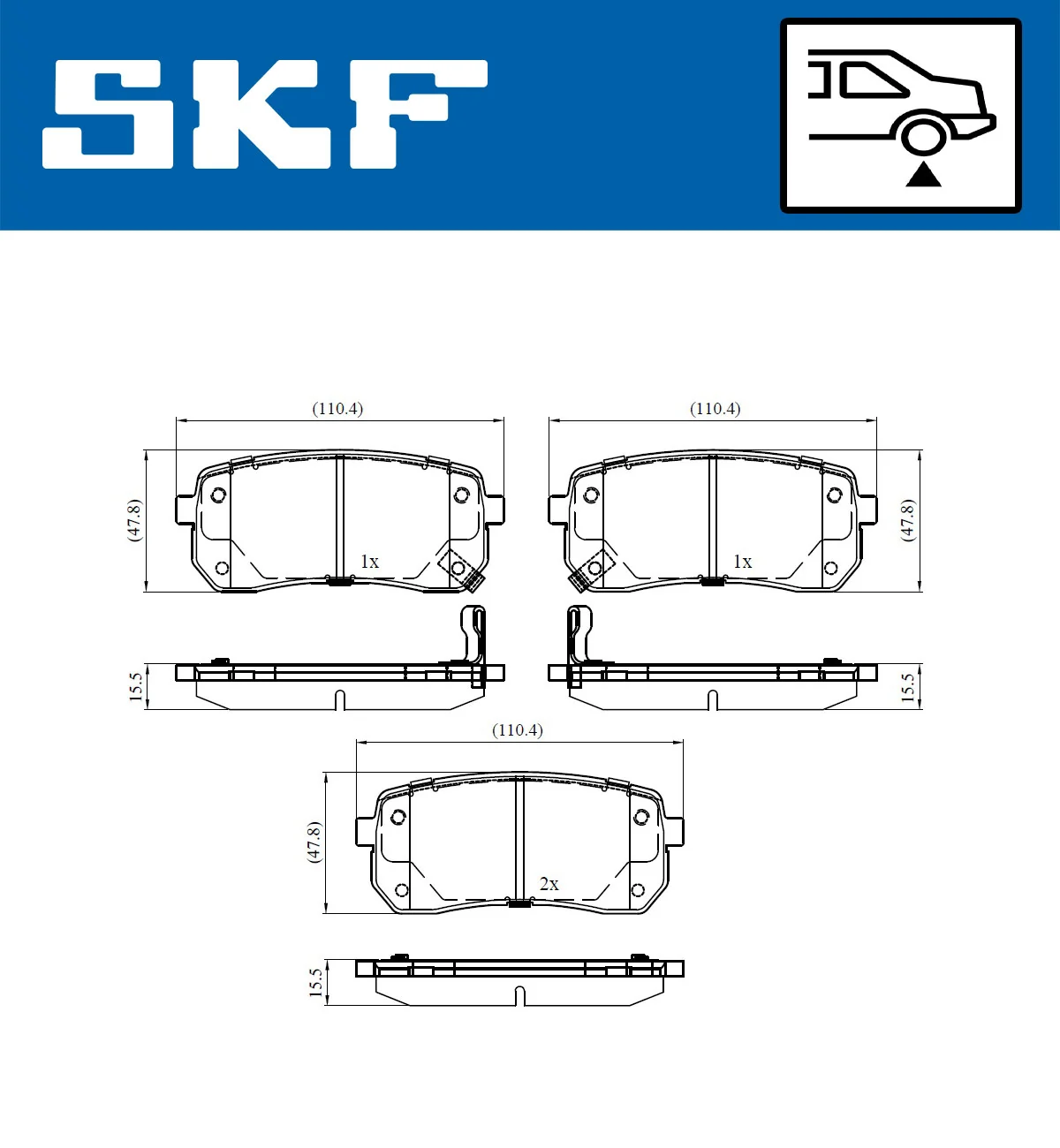 SKF ערכת רפידות בלם, בלמי דיסק VKBP 90464 A