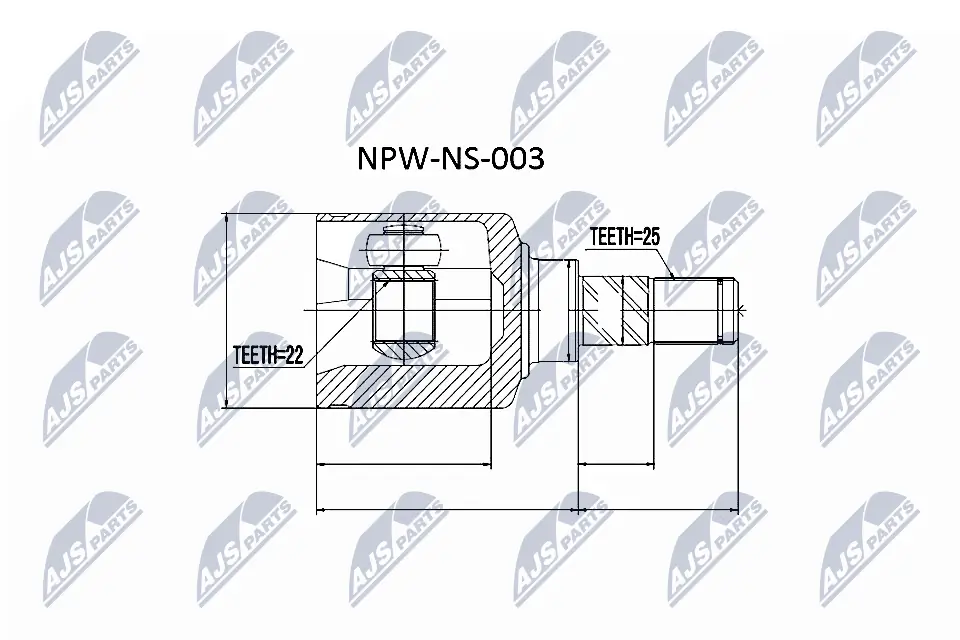 NTY Jogo de apoios, veio de transmissão NPW-NS-003