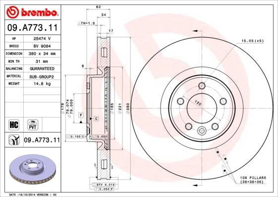 BREMBO 브레이크 디스크 09.A773.11