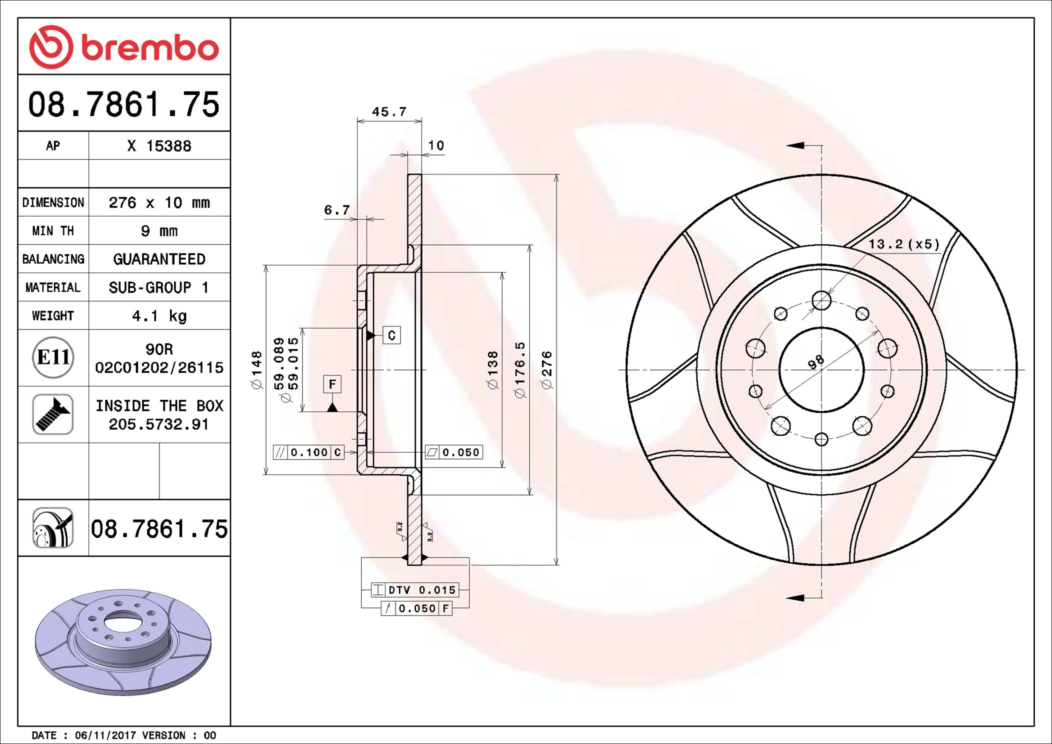 BREMBO Bremsscheibe 08.7861.75