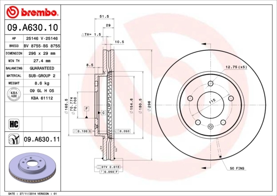 BREMBO 브레이크 디스크 09.A630.11