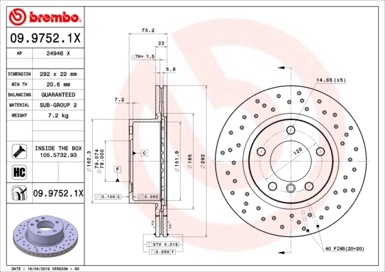 BREMBO Fren diski 09.9752.1X