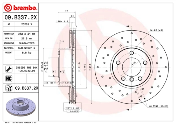 BREMBO דיסק בלם 09.B337.2X