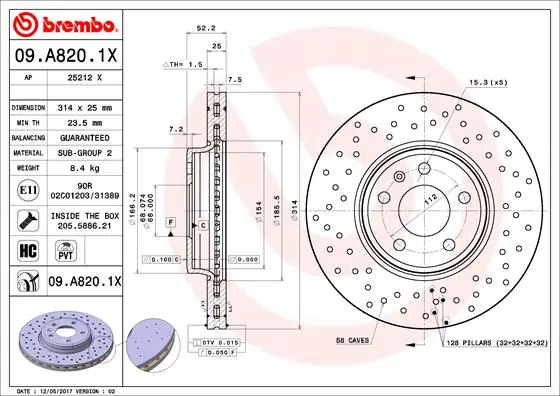 BREMBO Fren diski 09.A820.1X