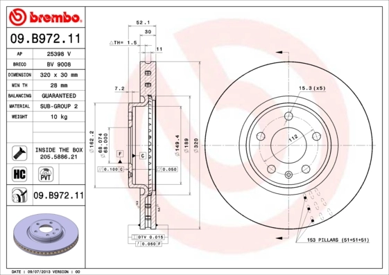 BREMBO 刹车盘 09.B972.11