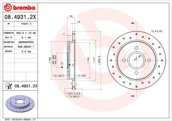 BREMBO Brake Disc 08.4931.2X