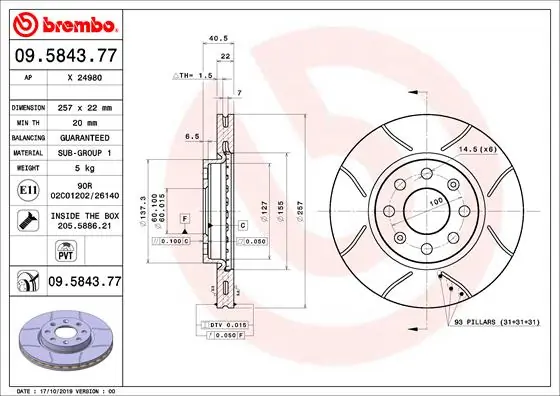 BREMBO Fren diski 09.5843.77