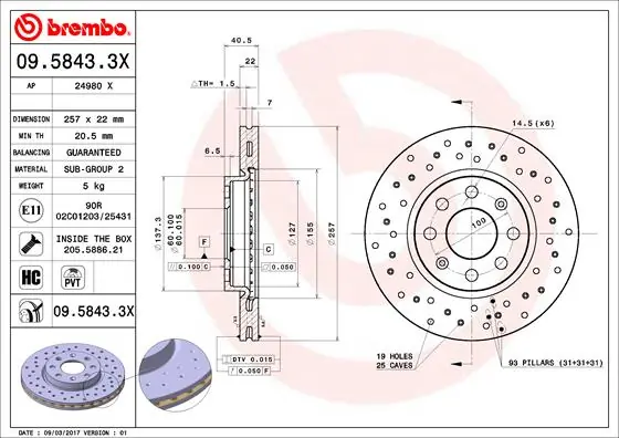 BREMBO Fren diski 09.5843.3X